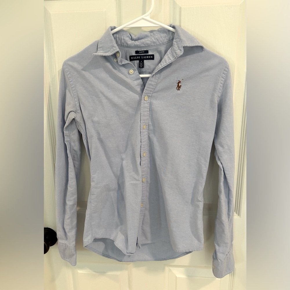 Women’s Ralph Lauren Light Blue Button-Up Shirt